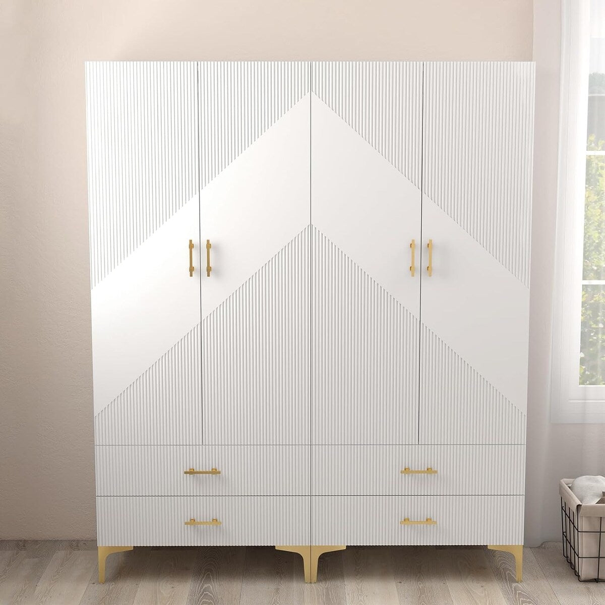 Wardrobe Armoire Closet with Drawers for Hanging Clothes