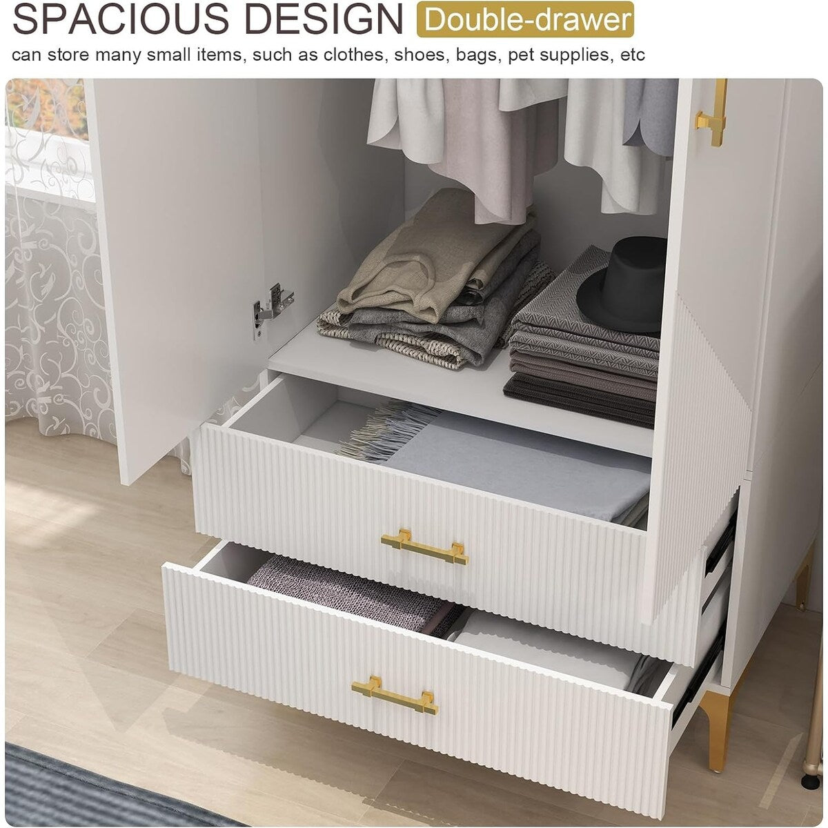 Wardrobe Armoire Closet with Drawers for Hanging Clothes