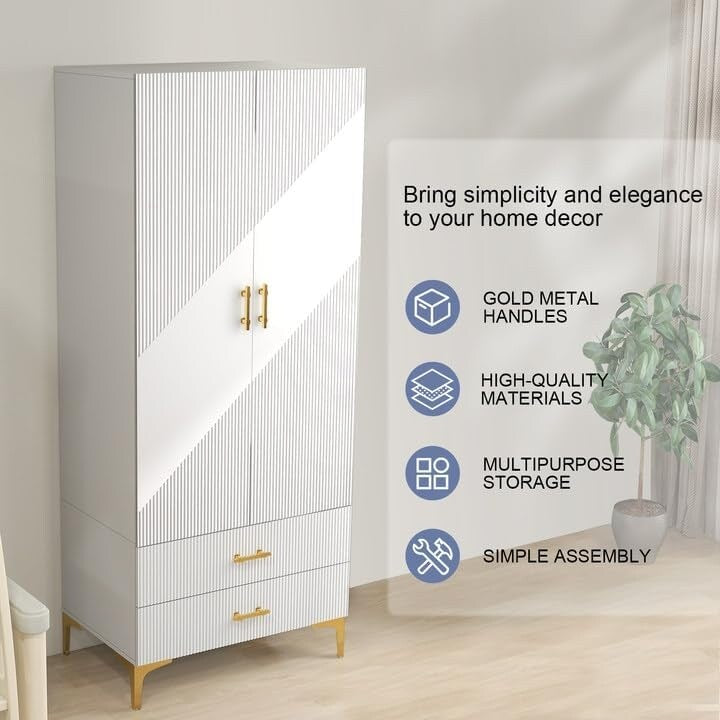 Wardrobe Armoire Closet with Drawers for Hanging Clothes