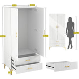 Wardrobe Armoire Closet with Drawers for Hanging Clothes