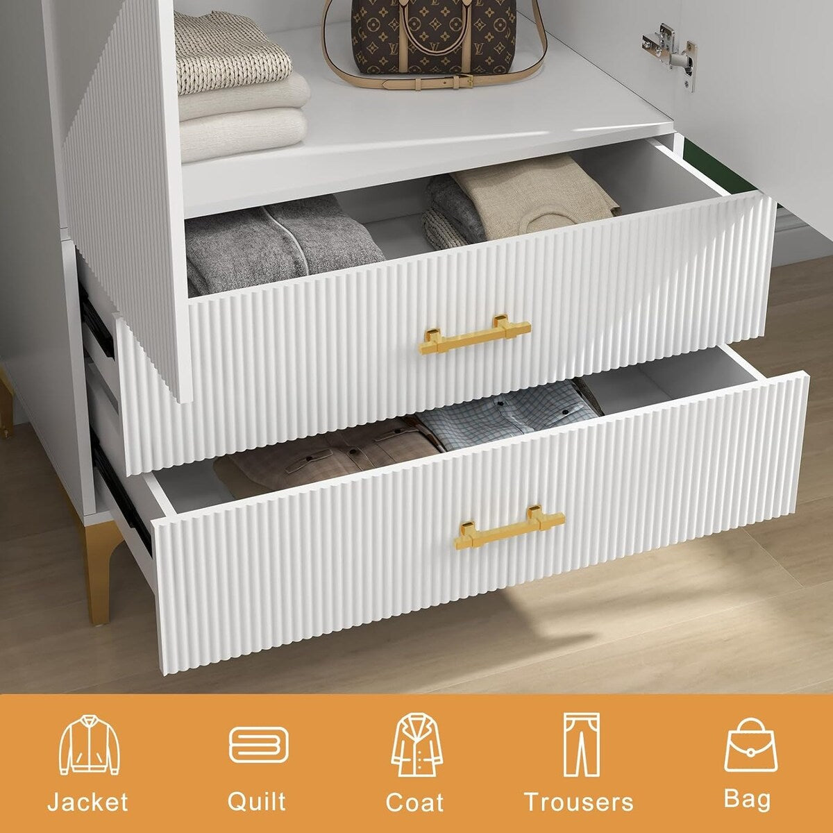 Wardrobe Armoire Closet with Drawers for Hanging Clothes