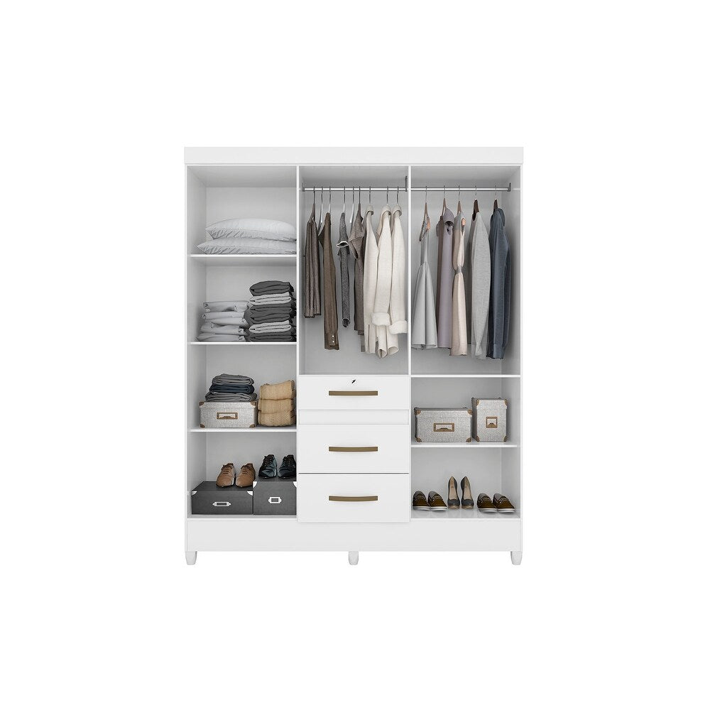 Wardrobe Itatiba Brown/Off White And Mirror Legs Lock