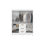 Wardrobe Itatiba Brown/Off White And Mirror Legs Lock