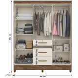 Wardrobe Itatiba Brown/Off White And Mirror Legs Lock
