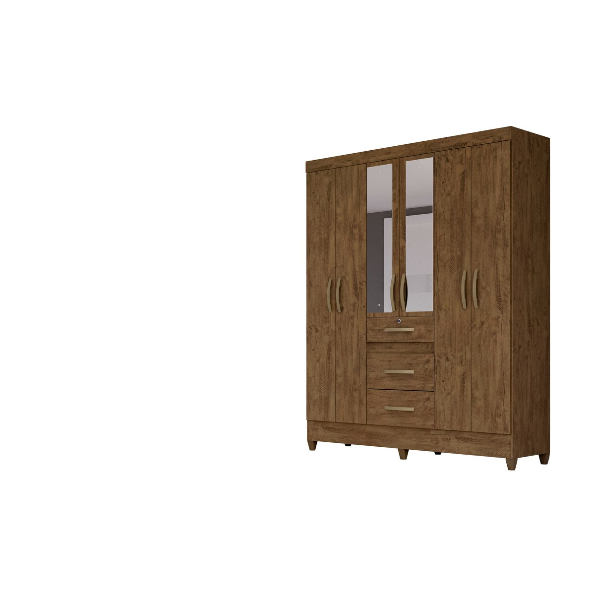Wardrobe Itatiba Brown and Mirror, Legs and Lock