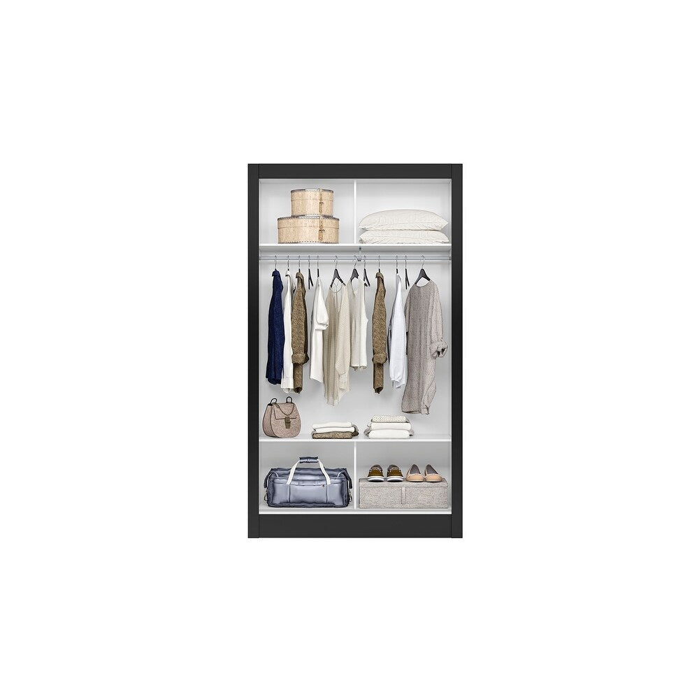 Wardrobe Las Vegas Matte Black/Naturale/White + Mirror