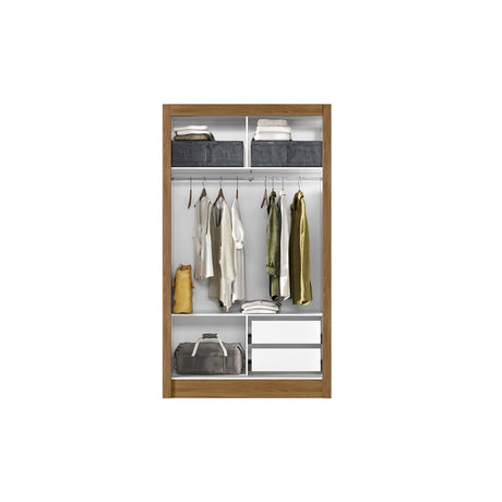 Wardrobe Las Vegas Matte Black/Naturale/White + Mirror