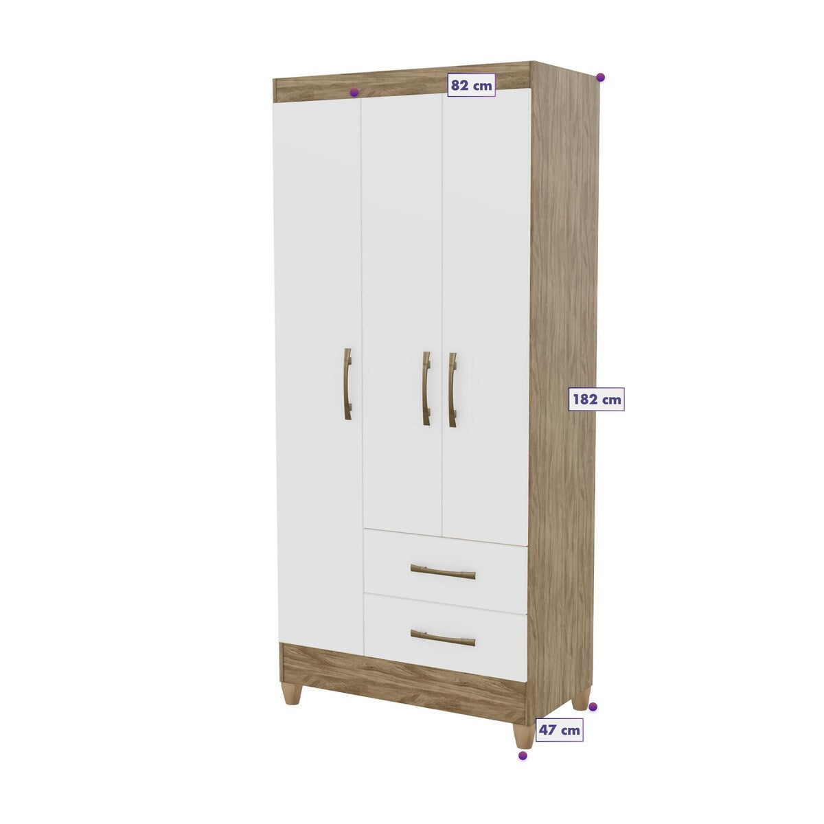 Wardrobe Lima Naturale/White And Legs