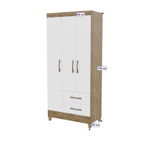 Wardrobe Lima Naturale/White And Legs