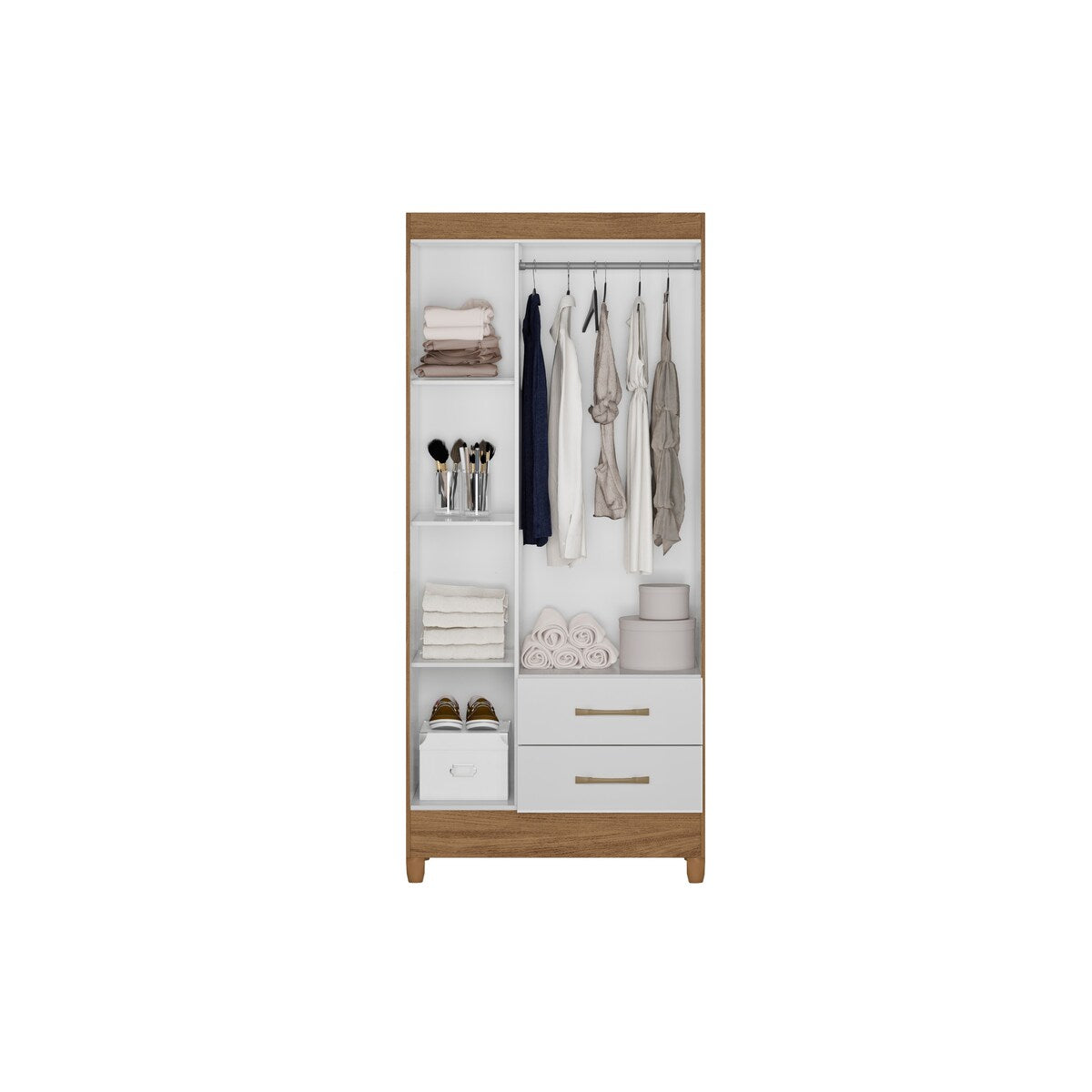Wardrobe Lima Naturale/White And Legs