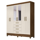 Wardrobe New Avai Brown/Hazelnut And Mirror Legs