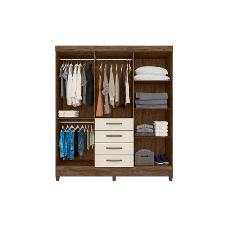 Wardrobe New Avai Brown/Hazelnut And Mirror Legs
