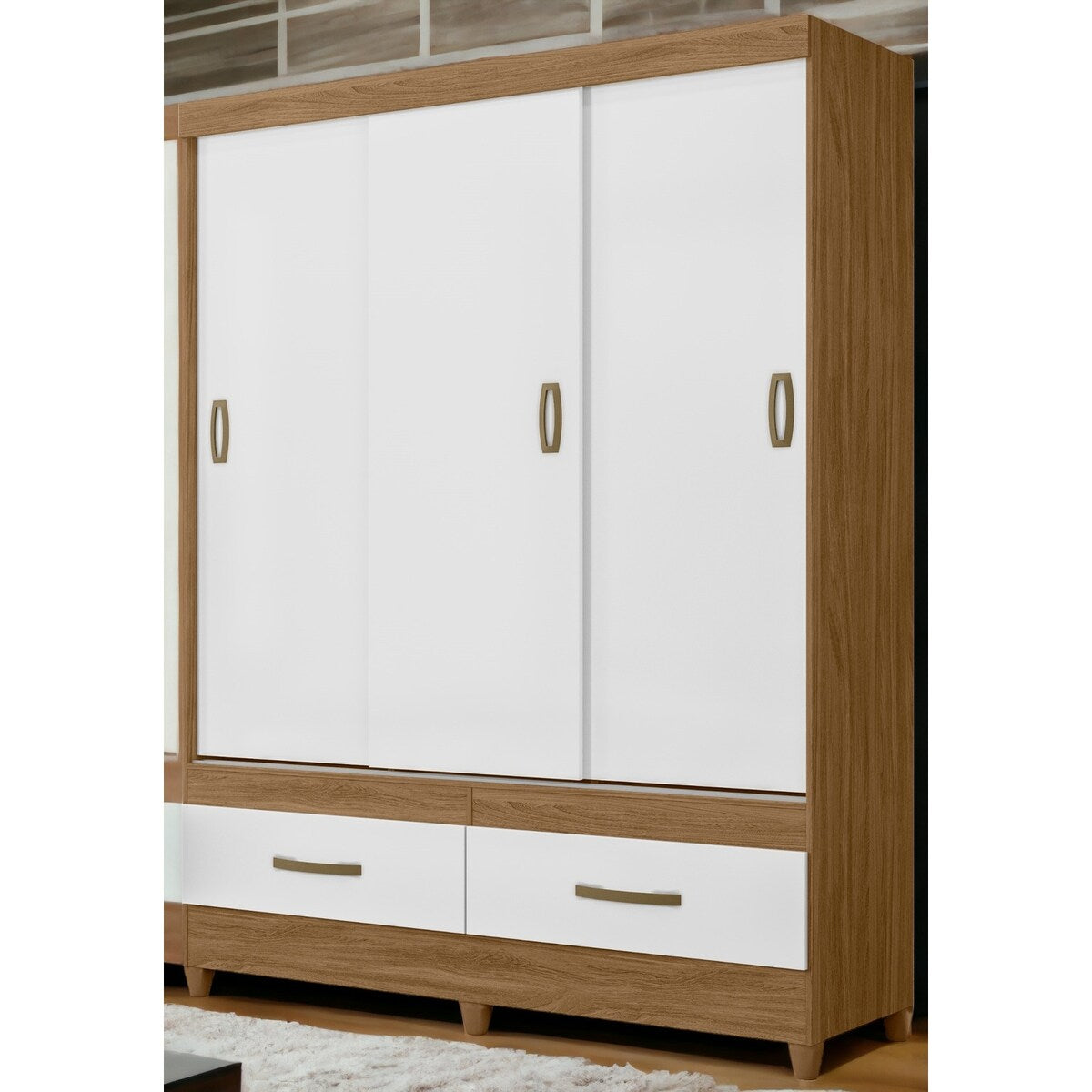 Wardrobe New Suecia Naturale/White And Legs