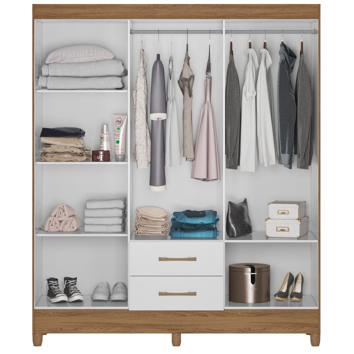 Wardrobe Panama Naturale/White And Legs