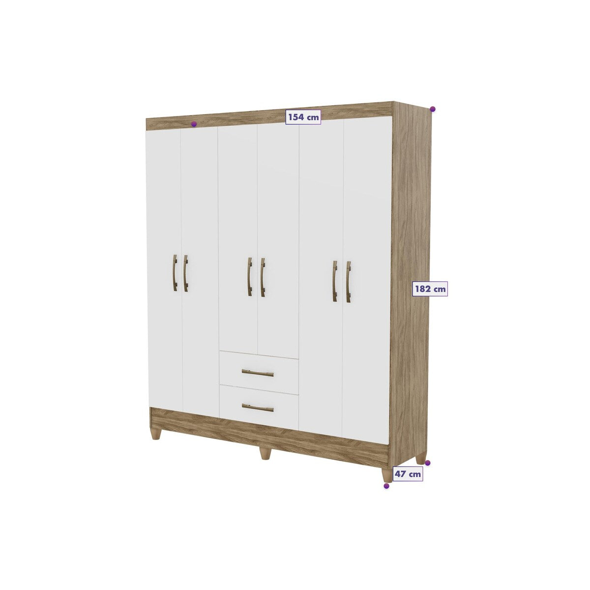 Wardrobe Panama Naturale/White And Legs