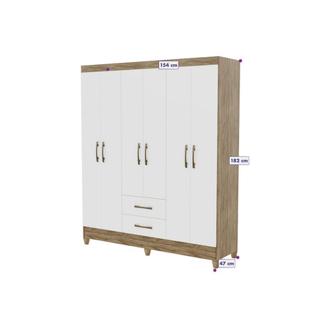 Wardrobe Panama Naturale/White And Legs