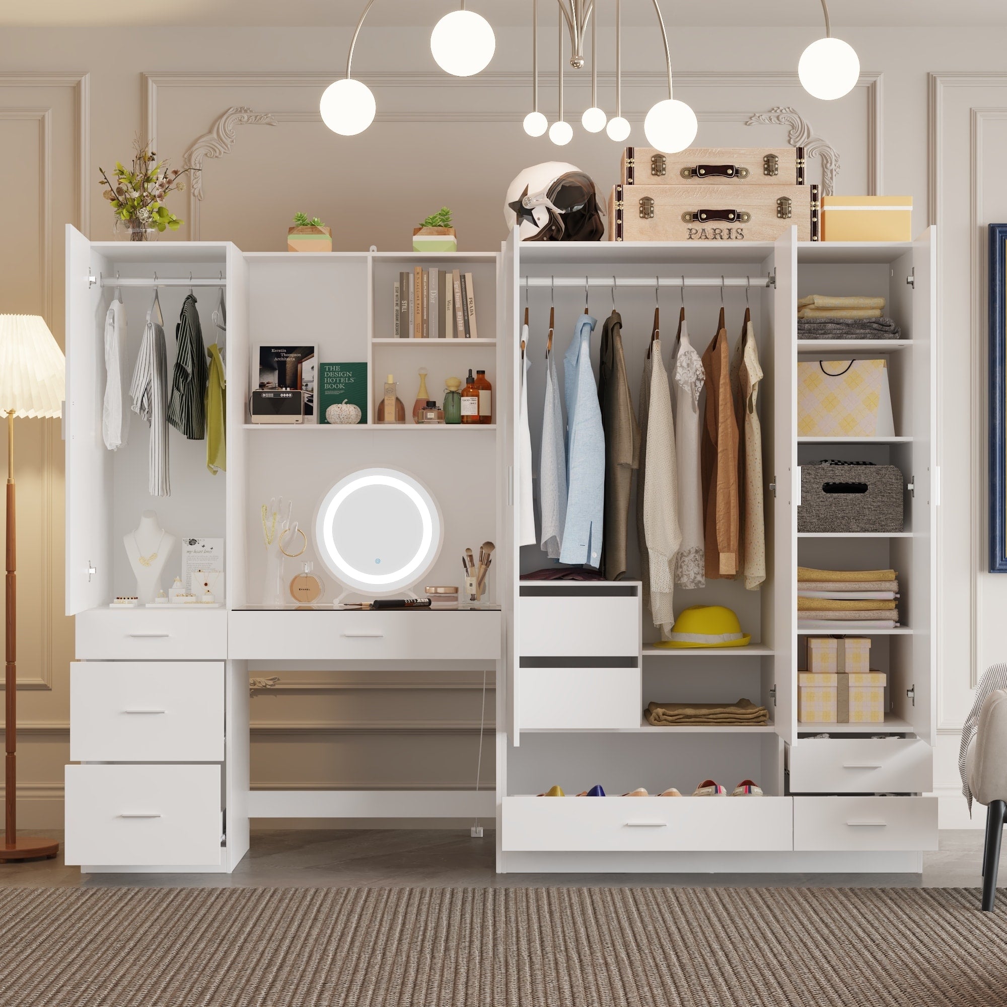 White wardrobe with dressing table discount