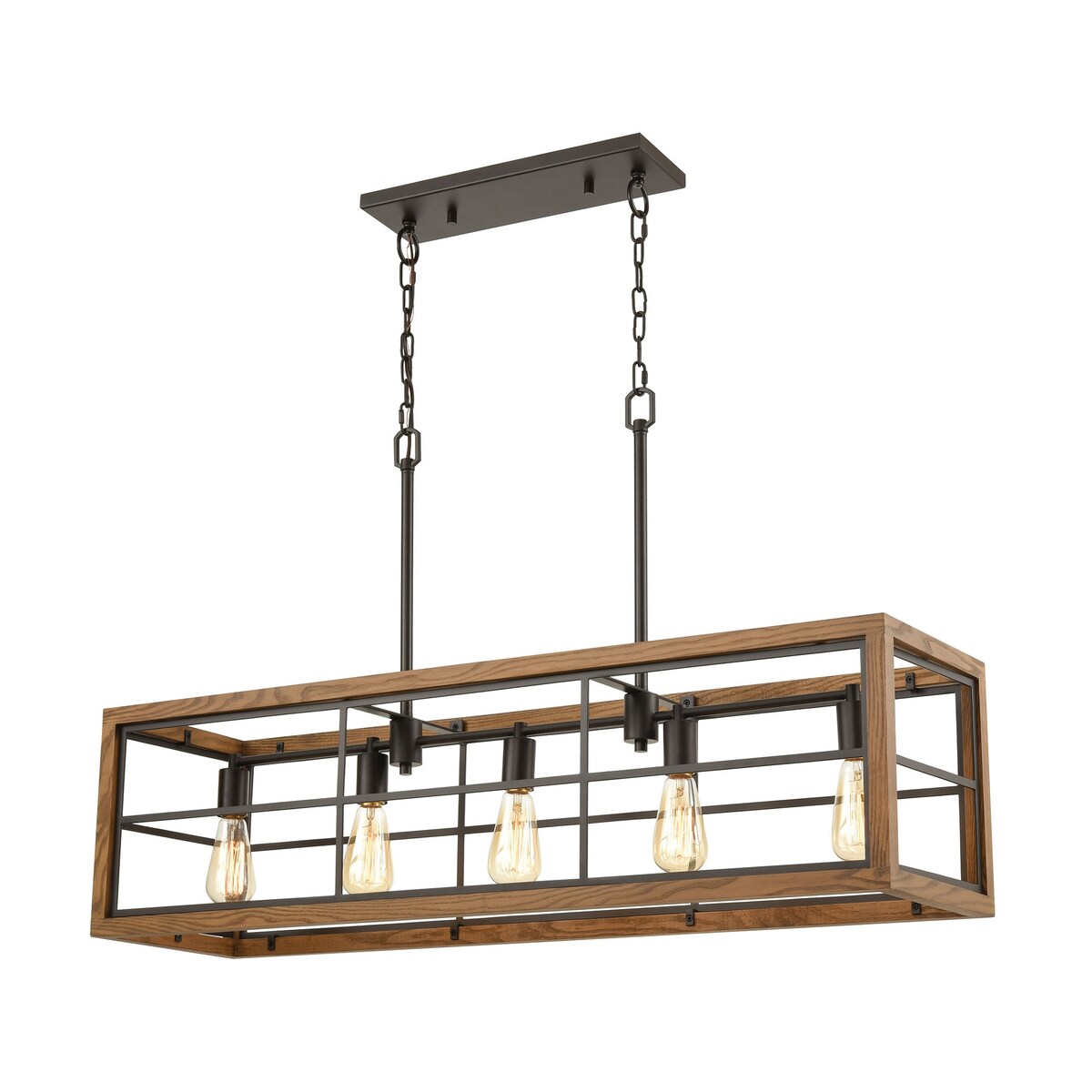 Elk Home Warehouse Window Oil Rubbed Bronze Wood 5 Light Chandelier
