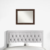 Warm Walnut Beveled Wood Framed Wall Mirror - Warm Walnut