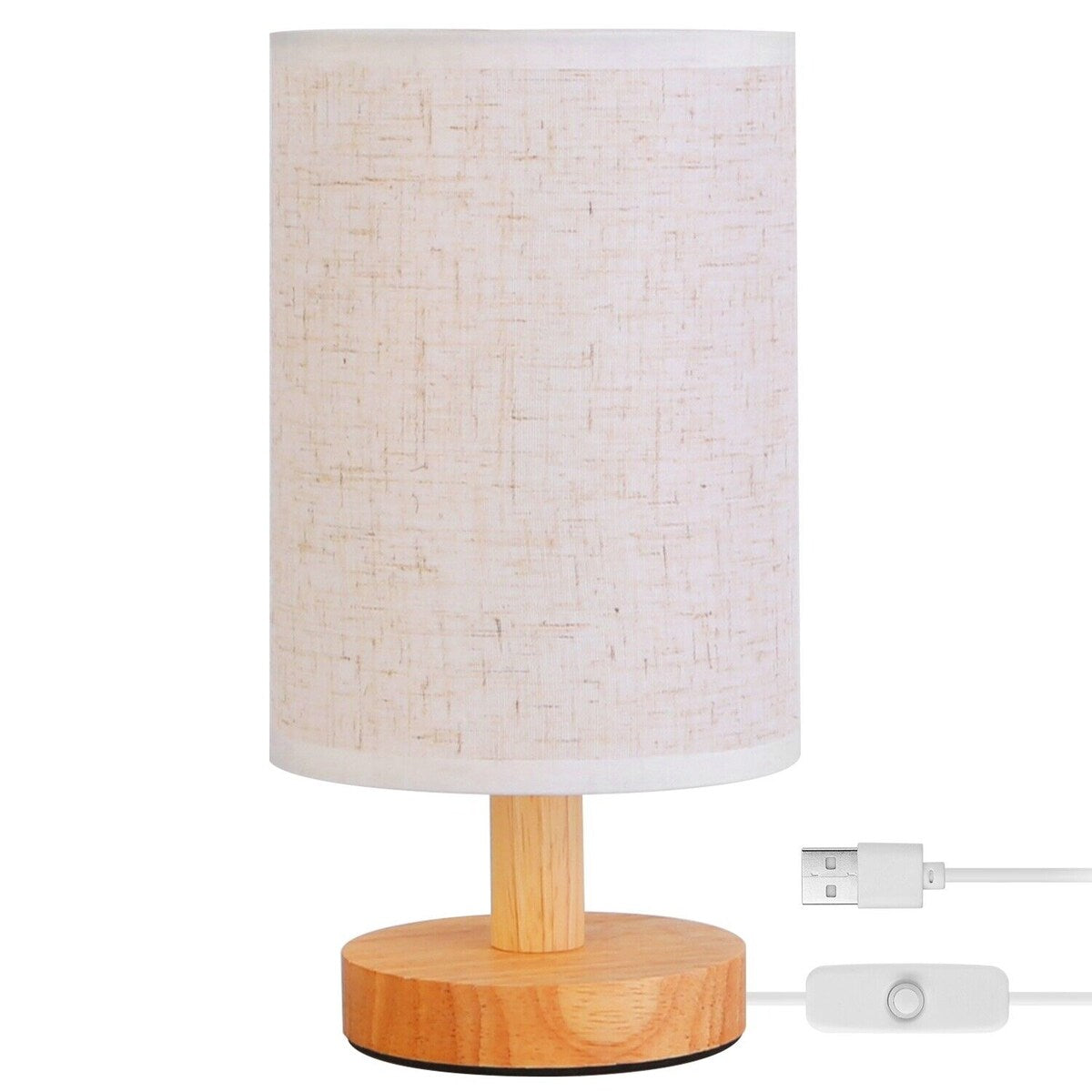 Warm White Fabric Table Lamp for Bedroom