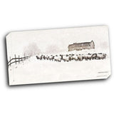 Warm Winter Barn with Sheep Herd 24x12 Gallery Wrapped Stretched Canvas