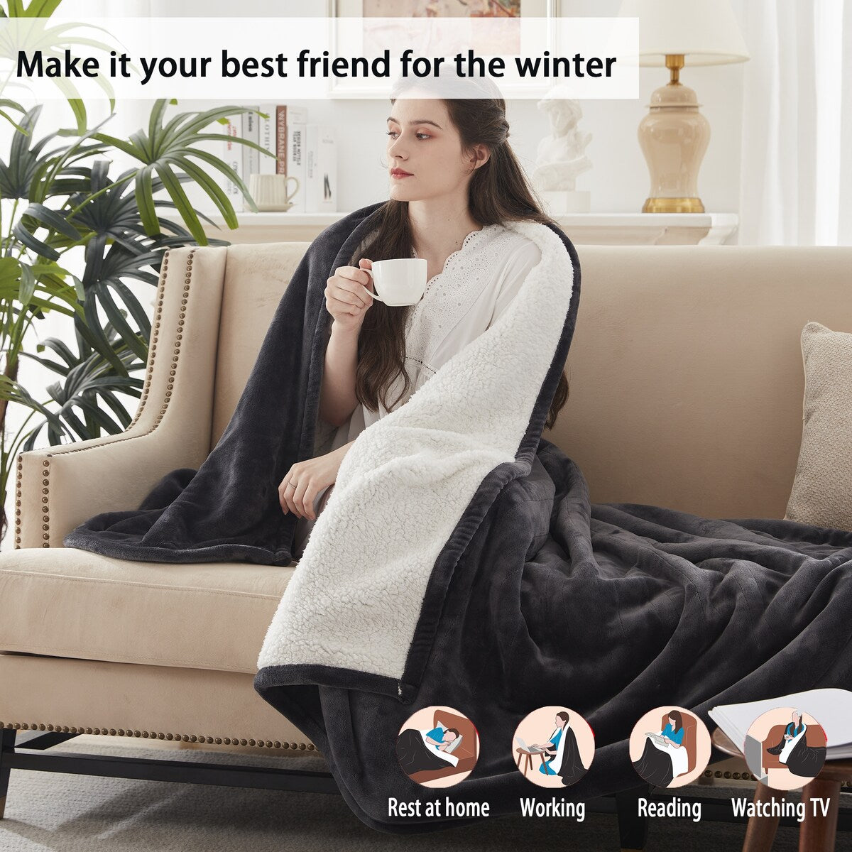 Warmrest Electric Throw Blanket Heated Blanket