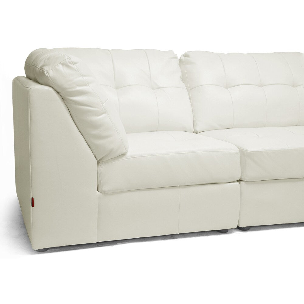 Warren White Bonded Leather Modern Modular Sectional Sofa Set