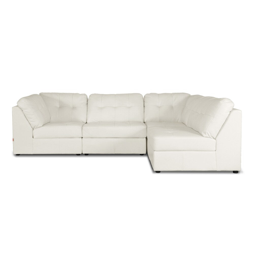 Warren White Bonded Leather Modern Modular Sectional Sofa Set