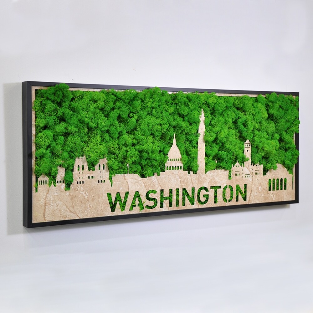 Washington Moss City Silhouette Metal Wall Art