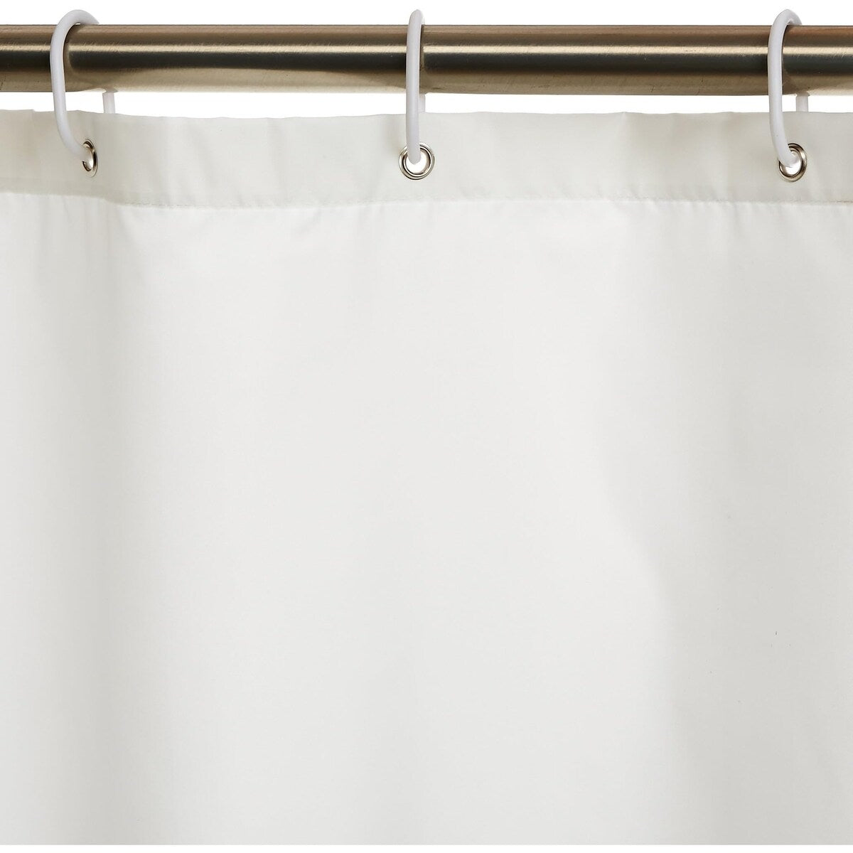 Water Resistent Fabric Shower Curtain with Hooks, 72'' x 72'', White