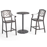 Waterbury Outdoor 26.75" Circular 3 Piece Aluminum Bar Height Set by Christopher Knight Home