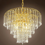 Waterfall 6 Light 21" Gold Chandelier With Clear European/Swarovski Crystals - 18.00