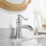 Waterfall Bathroom Faucet Single Handle Bathroon Sink Faucets One Hole Modern Basin Vanity Mixer Taps With Valve And Deck Plate