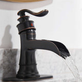 Waterfall Bathroom Faucet Single Handle Bathroon Sink Faucets One Hole Modern Basin Vanity Mixer Taps With Valve And Deck Plate