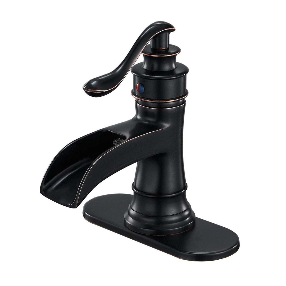 Waterfall Bathroom Faucet Single Handle Bathroon Sink Faucets One Hole Modern Basin Vanity Mixer Taps With Valve And Deck Plate