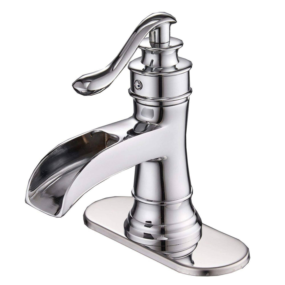 Waterfall Bathroom Faucet Single Handle Bathroon Sink Faucets One Hole Modern Basin Vanity Mixer Taps With Valve And Deck Plate