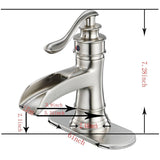 Waterfall Bathroom Faucet With Drain Assembly Single Handle Bathroon Sink Faucets One Hole Modern Basin Taps With Deck Plate