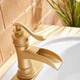 Waterfall Bathroom Faucet With Drain Assembly Single Handle Bathroon Sink Faucets One Hole Modern Basin Taps With Deck Plate