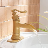 Waterfall Bathroom Faucet With Drain Assembly Single Handle Bathroon Sink Faucets One Hole Modern Basin Taps With Deck Plate