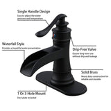 Waterfall Bathroom Faucet With Drain Assembly Single Handle Bathroon Sink Faucets One Hole Modern Basin Taps With Deck Plate