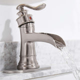 Waterfall Bathroom Faucet With Drain Assembly Single Handle Bathroon Sink Faucets One Hole Modern Basin Taps With Deck Plate