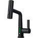 Waterfall Bathroom Faucets with Pull Down Sprayer, Modern Pull Out Bathroom Sink Faucet with Digital Temperature Display