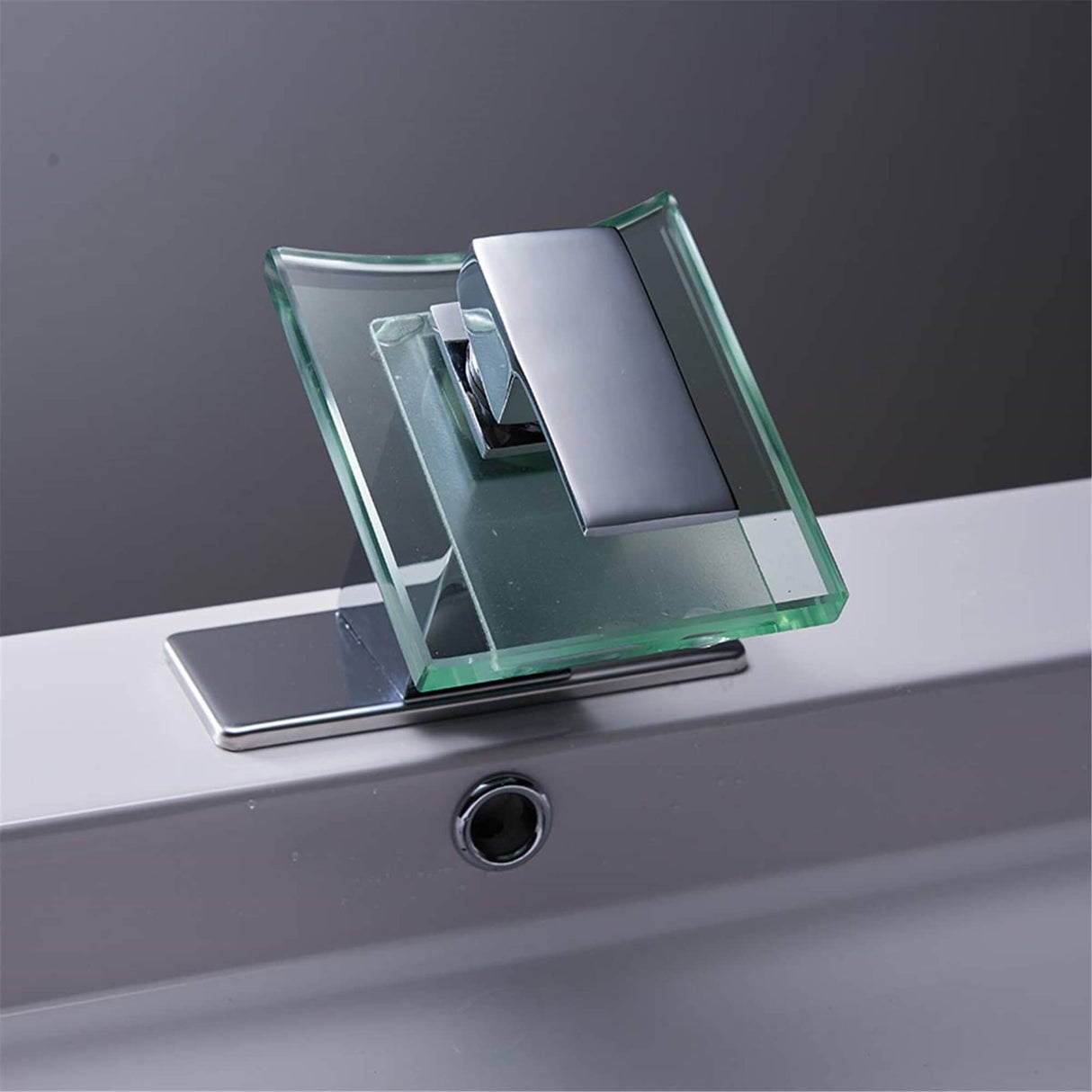 Waterfall Bathroom Sink Faucet Chrome Single Hole Bathroom Faucets Single Handle Modern Glass Spout Basin Vanity Taps