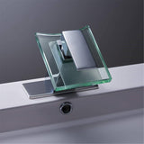 Waterfall Bathroom Sink Faucet Chrome Single Hole Bathroom Faucets Single Handle Modern Glass Spout Basin Vanity Taps