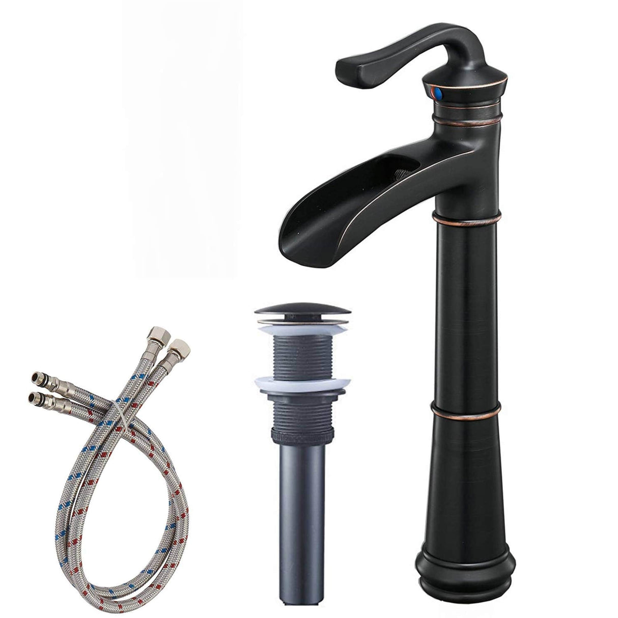 Waterfall Bathroom Vessel Sink Faucet With Drain Assembly Modern Single Hole Bathroom Vessel Faucets Single Handle Mixer Taps