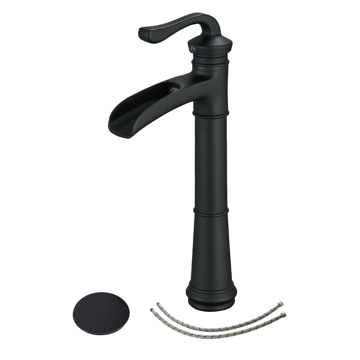 Waterfall Bathroom Vessel Sink Faucet With Drain Assembly Modern Single Hole Bathroom Vessel Faucets Single Handle Mixer Taps