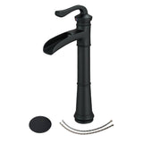 Waterfall Bathroom Vessel Sink Faucet With Drain Assembly Modern Single Hole Bathroom Vessel Faucets Single Handle Mixer Taps