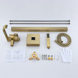 Waterfall Double Handles Freestanding Floor Mounted Tub Faucet With Hand Shower