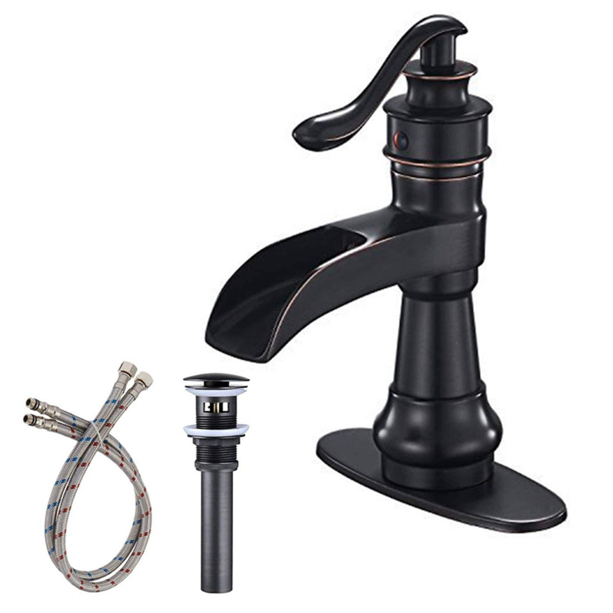 Waterfall Single Handle Bathroom Faucet With Drain Assembly Single Hole Bathroom Sink Faucets Modern Basin Vanity Mixer Taps