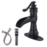 Waterfall Single Handle Bathroom Faucet With Drain Assembly Single Hole Bathroom Sink Faucets Modern Basin Vanity Mixer Taps